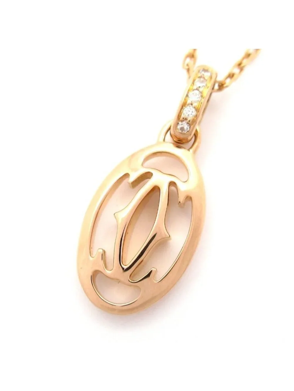 Cartier Necklace Logo Double C 18k Pink Gold Diamond